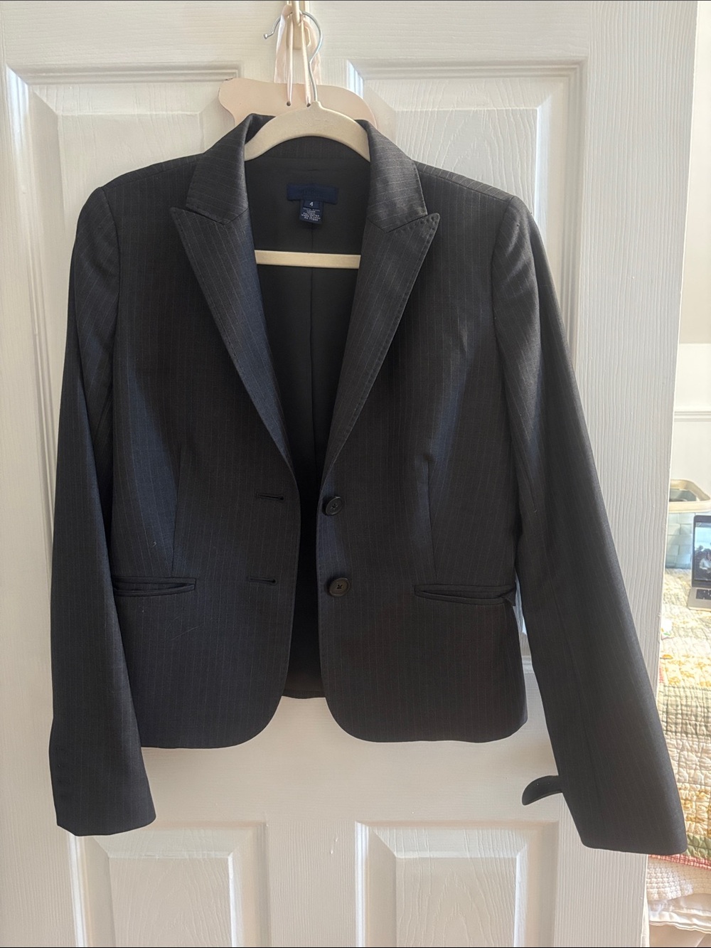 J. Crew Women's Black Pinstripe Blazer